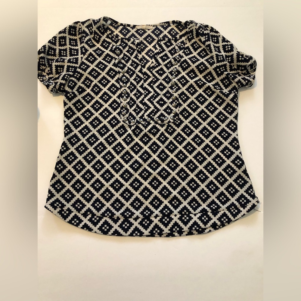 Stitch Fix 41 Hawthorn Womens Top Studded Short Sleeve Blouse Black Size Small